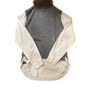 Pilcro Gray and White Turtleneck Sweater